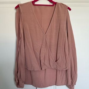 Pink open shoulder long sleeve